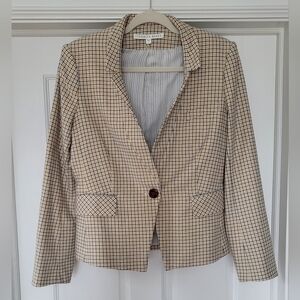 Veronica Beard Cream/ Blue/ Yellow Plaid  Dickey Blazer. Size 8.